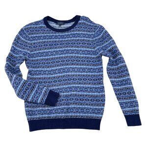 Crown & Ivy Blue Fair Isle Pattern Knit Sweater Large